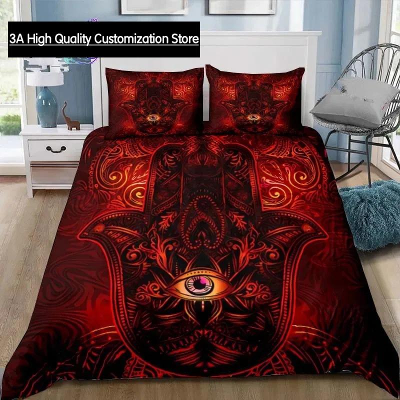 Hamsa Hand Bohemia Bedding Set Single Twin Full Queen King Size Bed Set Adult Boys Bedroom Fatima Hand Bed Linen Lucky Hand