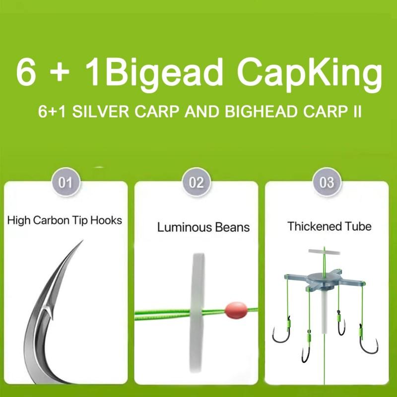 High Carbon Steel Explosion 5 Hooks Fishing Lure Bait Silver Carp Trap Feeder Cage Sharp Fishing Hook with Line Pressing Board