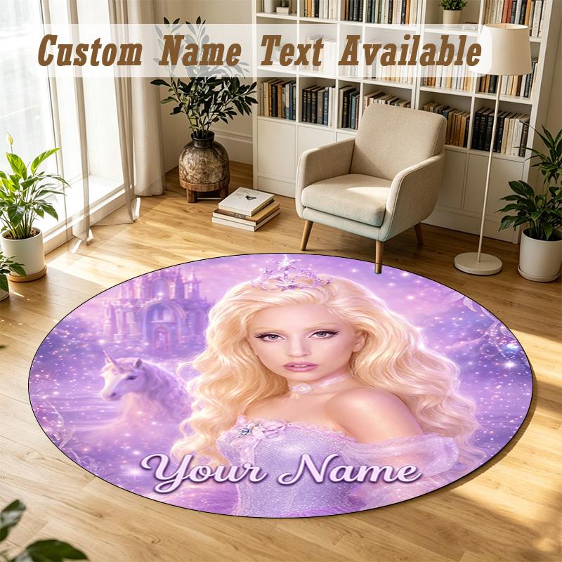 Round Rug Custom NameLady Gaga Pattern Non Slip Carpet Home Floor Decor
