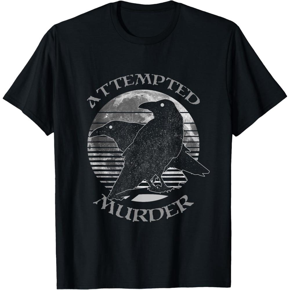 Raven Crow Attempted Murder Retro Moon Wiccan Pagan Gift T Shirt 4XL чёрный