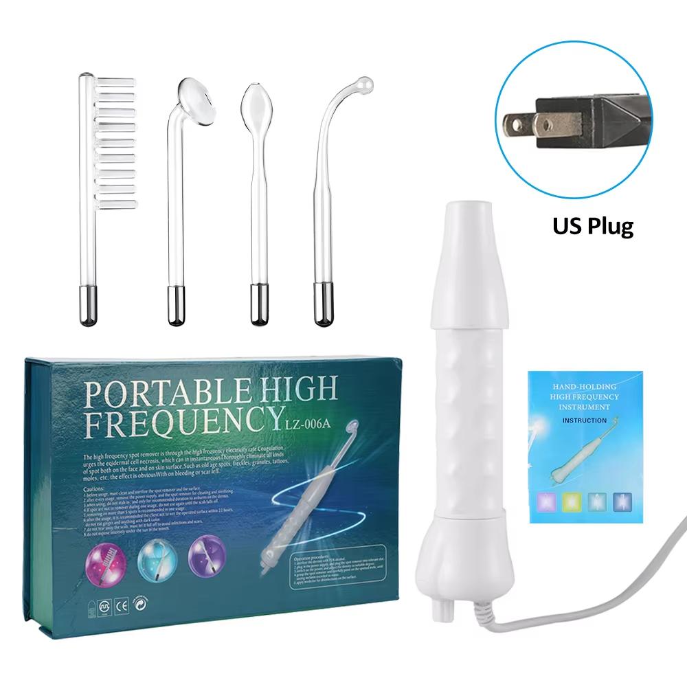 4-in-1 Portable Handheld Electric Neon Wand for Face Skin Beauty High Frequency Facial Tool for Acne Treatment