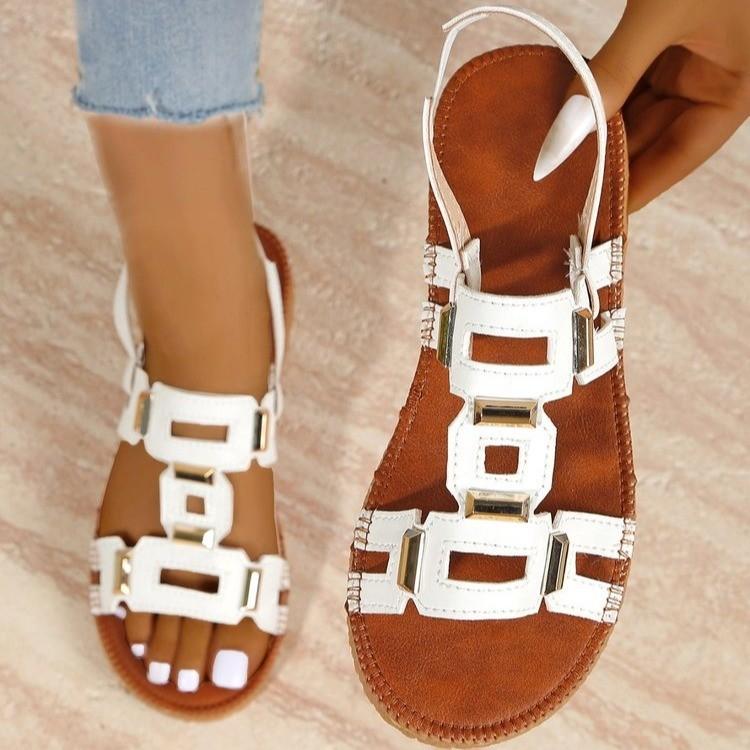 Summer Fashion Women 2026 Round Toe Comfortable Non-slip Plus Size Shoes for Women 36-43 Flats Women Sandals