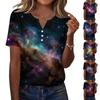 Tricou de damă, cu nasturi, cu mânecă scurtă, de zi cu zi, la modă de weekend, de bază, cu decolteu în V, obișnuit