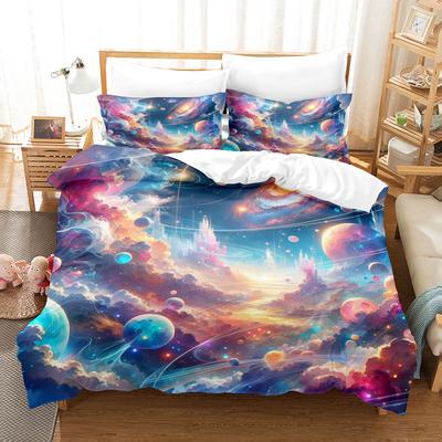 Ensemble de literie 3D Galaxie Nébuleuse Ensemble housse de couette Ciel étoilé King Queen Twin Double Ensemble housse couette Pour la maison et la décoration