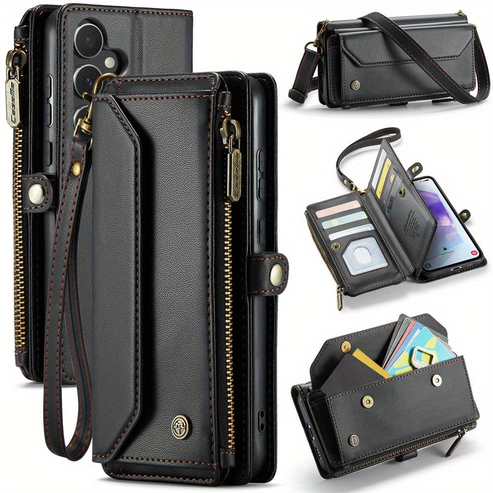 for Samsung Galaxy A72/A71/A56/A36/A26/A16/A15 Case Wallet RFID Blocking with 7-Card Holder,Wristlet Shoulder Strap Wallet Case