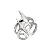 Geometric Starburst Double Layer Adjustable Silver Ring for Women