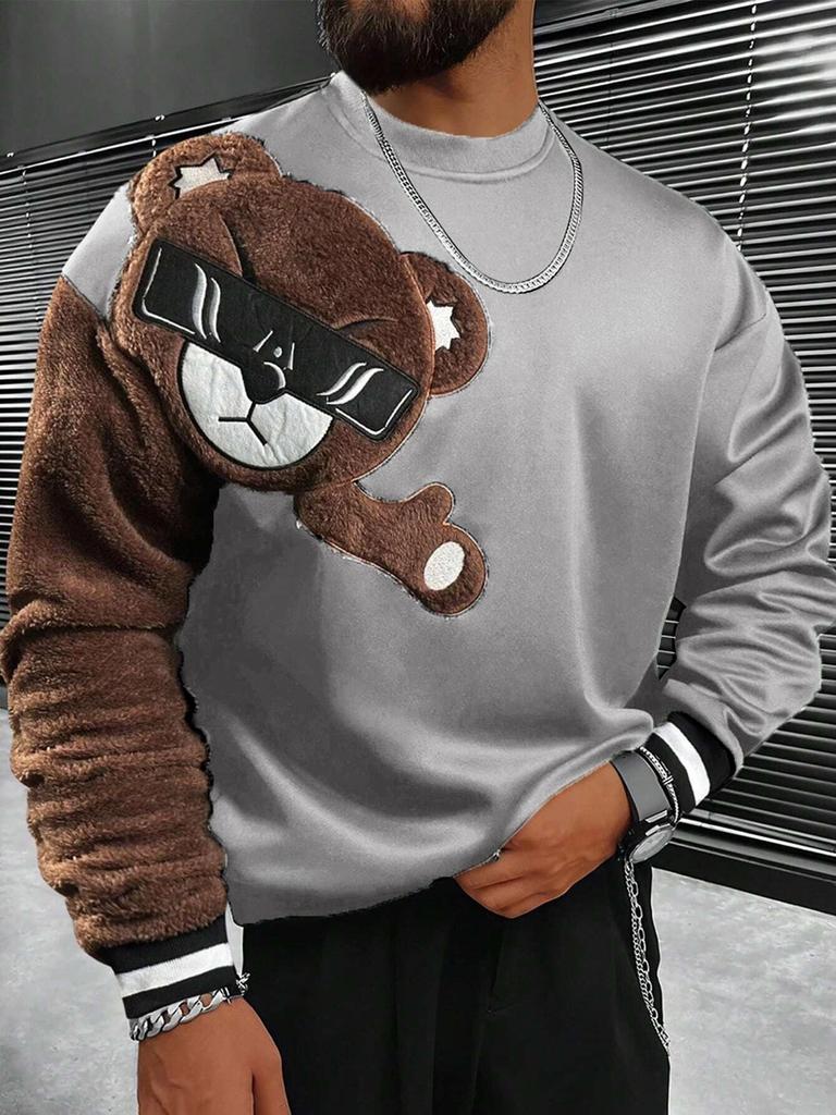 Gränsöverskridande Broderad Herr Casual Mode Rund Hals Långärmad Huvtröja