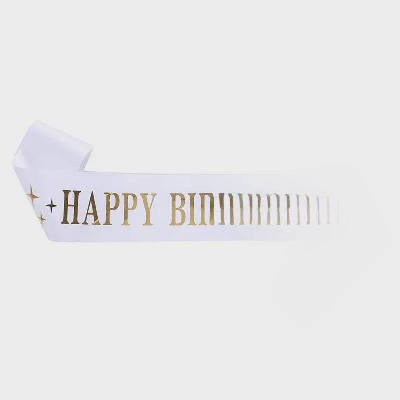 Happy Birthday Party Sash Ribbon - Age Options: 10, 13, 16, 18, 21, 30