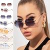 Retro Rimless Polygon Sun Glasses Women Brand Designer Sunglasses Fashion Shades Square Cutting Lens Ladies Frameless Eyeglasses