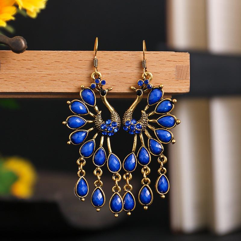 Theme Alloy Animal Earrings With Colorful Resin Stones For Fashion Ladies