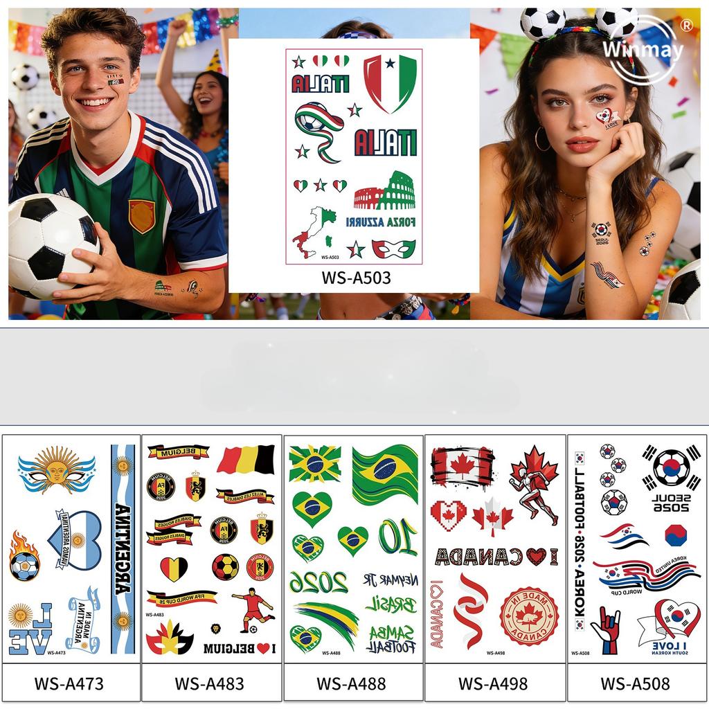 World Cup Argentina Belgium Fans Flag Face Sticker Waterproof Competition Game Tattoo Sticker