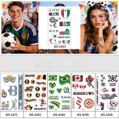 World Cup Argentina Belgium Fans Flag Face Sticker Waterproof Competition Game Tattoo Sticker