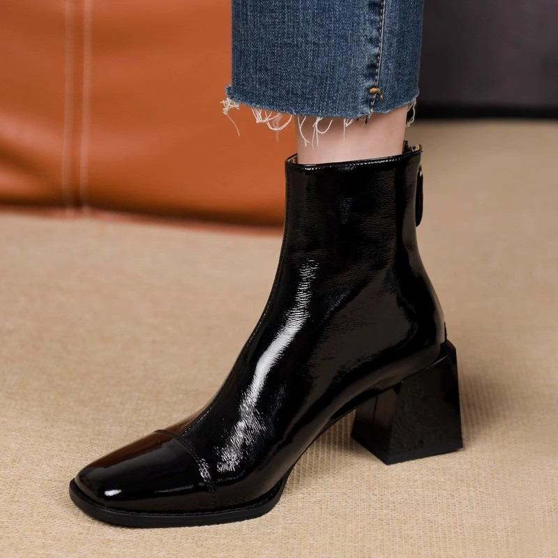 New retro style thick heel Martin boots for women's autumn wear niche design short boots for women's high heels for women