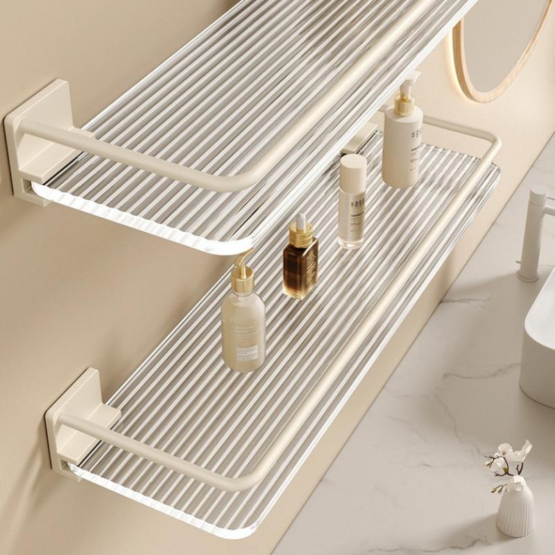 Acrylic Transparent Wall Storage Rack Cosmetic Makeup Storage Tray Shampoo Rack Shower Shelf Bathroom Accessories No Drill Shelf