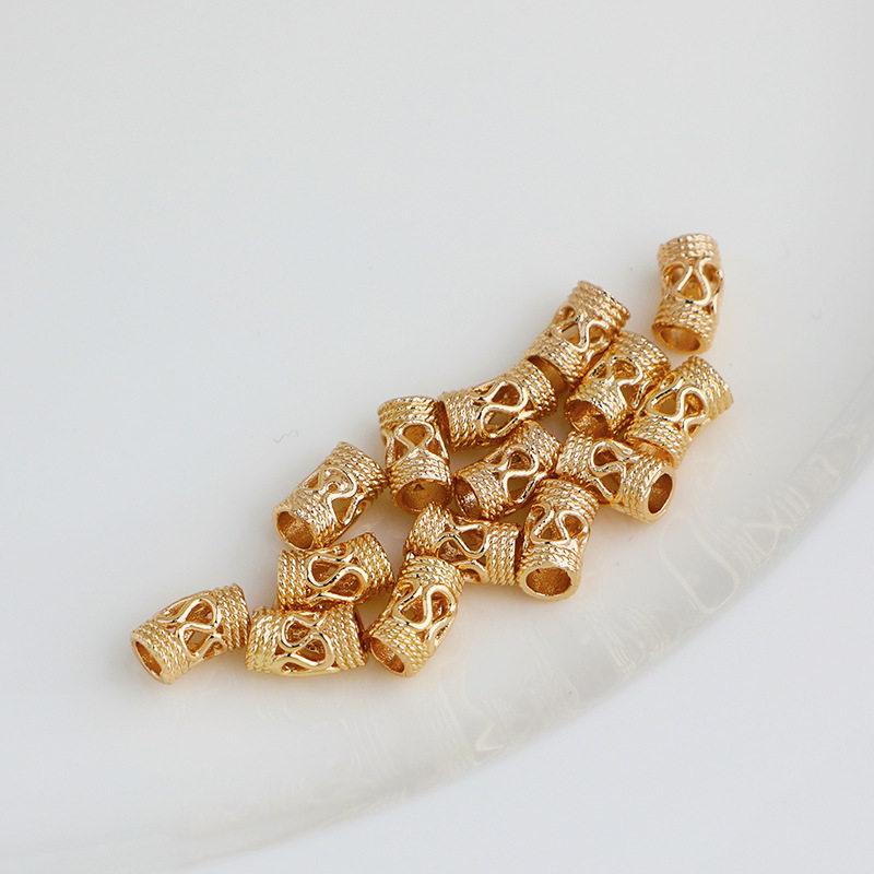 14K Gold Plated W-Shaped Carved Tube Spacer Beads for DIY Handmade Jewelry