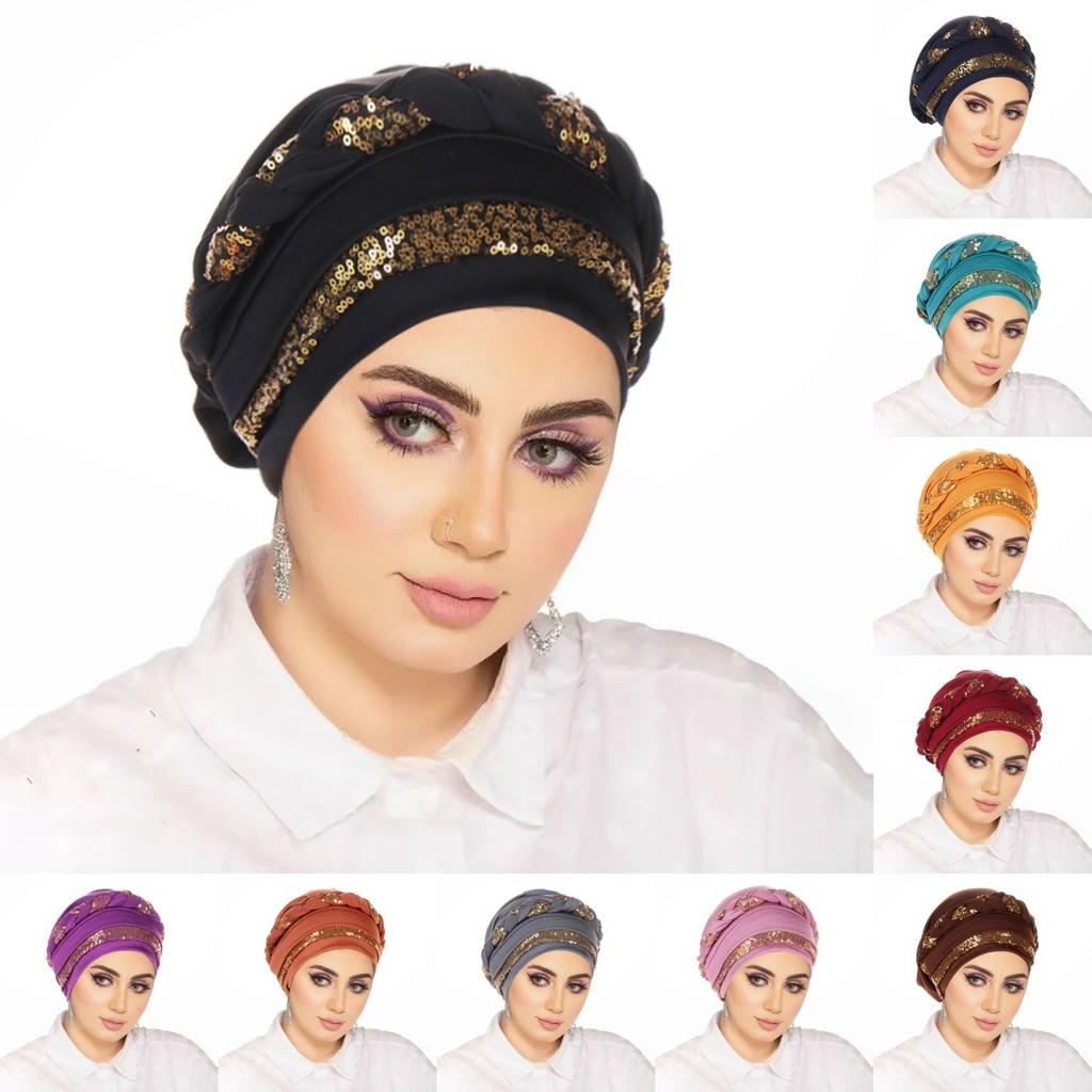 Casual Polyester Knit Headscarf Hat With Embroidered Braid For Autumn Wear