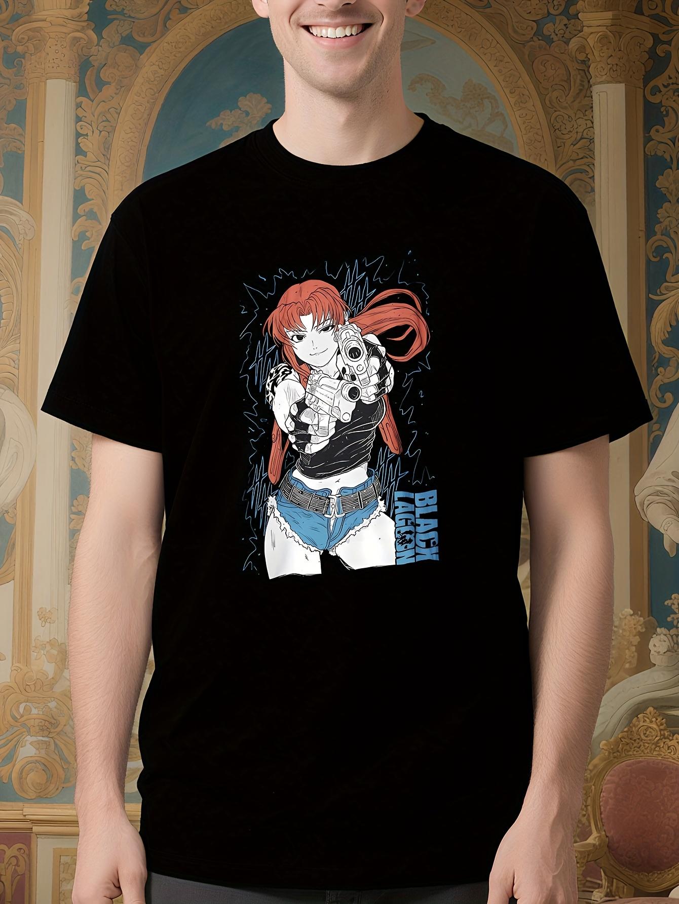 Black Lagoon Revy Anime Graphic Tee - Crew Neck Tshirt wi... M