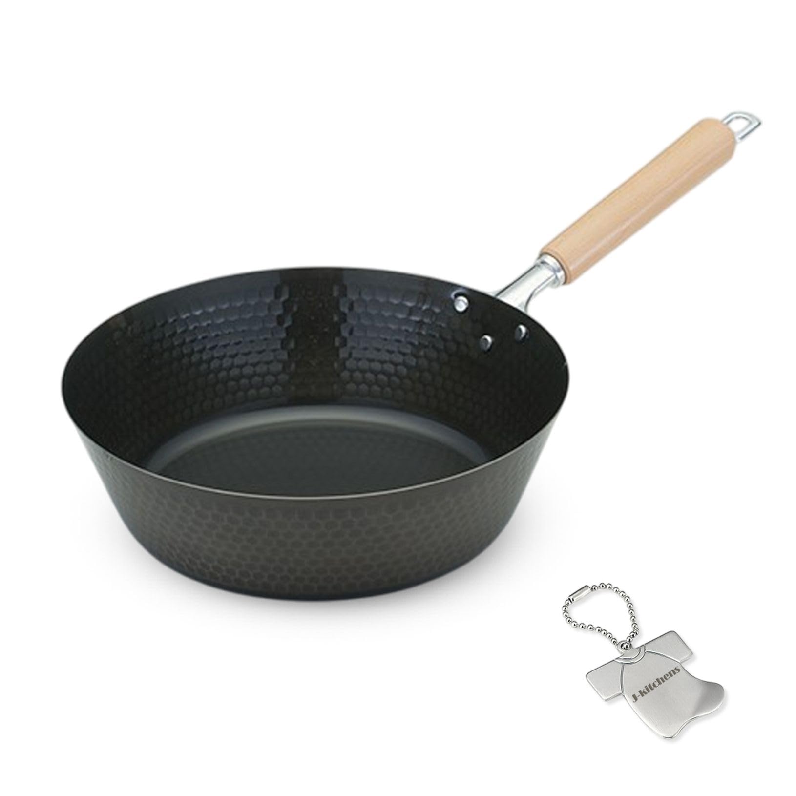 

Frying Pan Lightweight Hammered Iron Deep Type 28cm IH Compatible Gas Made in Japan Original T Included J-kitchens Kankiri-kun