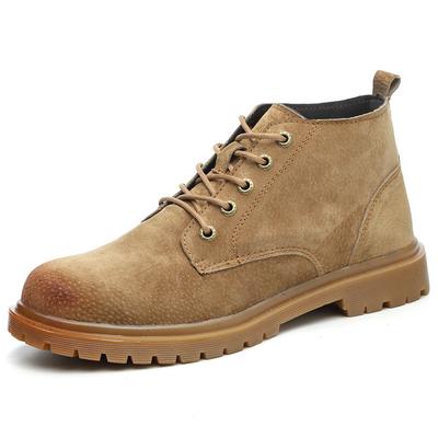 Labor Protection Shoes for Men In Summer  High Top Breathable Lightweight Pigskin Work Shoes for Men