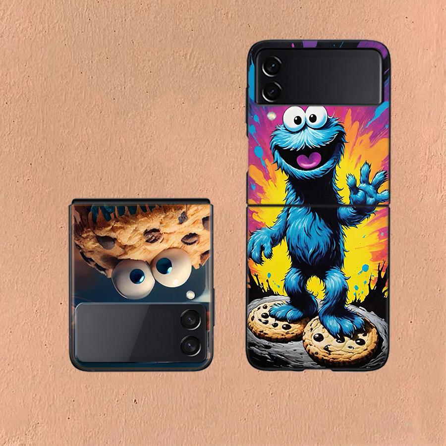 Funny Cookie M-Monster Phone Case For Samsung Z Flip 6 7 5G Galaxy Z Flip 5 4 3 5G Cases Shockproof Hard Cover TPU