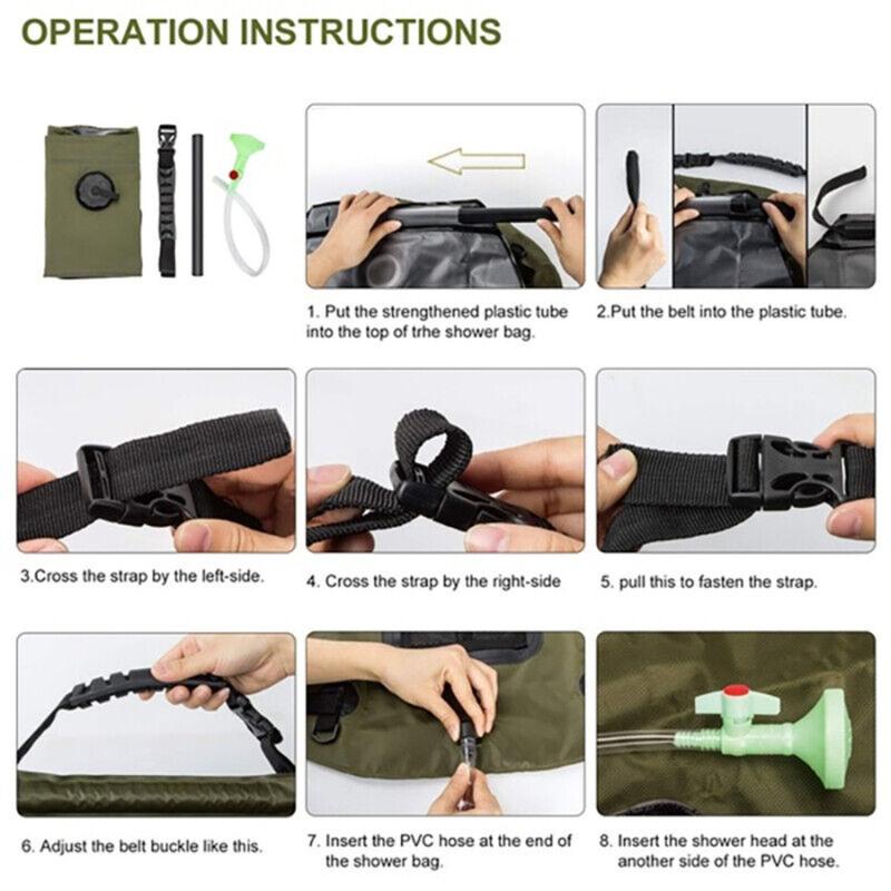 Durable 20L Outdoor Travel Camping Shower Water Bag Solar Heating Portable Shower Camping Hiking Climbing Bath Equipment