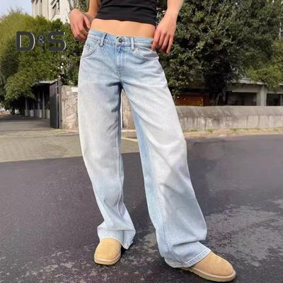 Wide Leg Jeans for Women High Waist Stretchy Denim Pants with Pockets Casual Straight Leg Jean Trousers