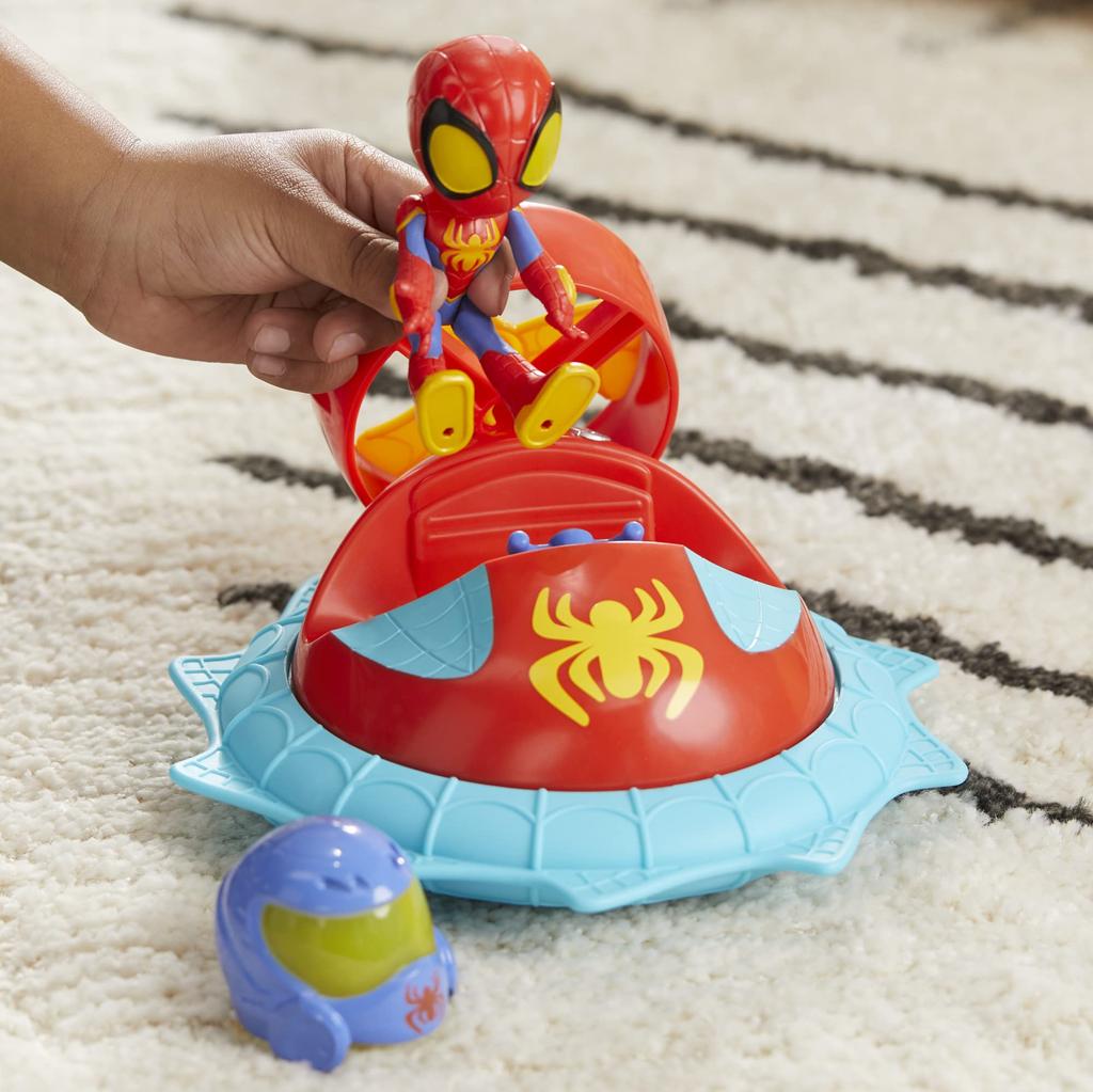 Marvel Spidey and his amazing friends: Spidey with Hover Spinner, Web Spinner, Vehicle and Accessories, 4-inch (10 cm) Action Figure, Ages 3+, F7252,