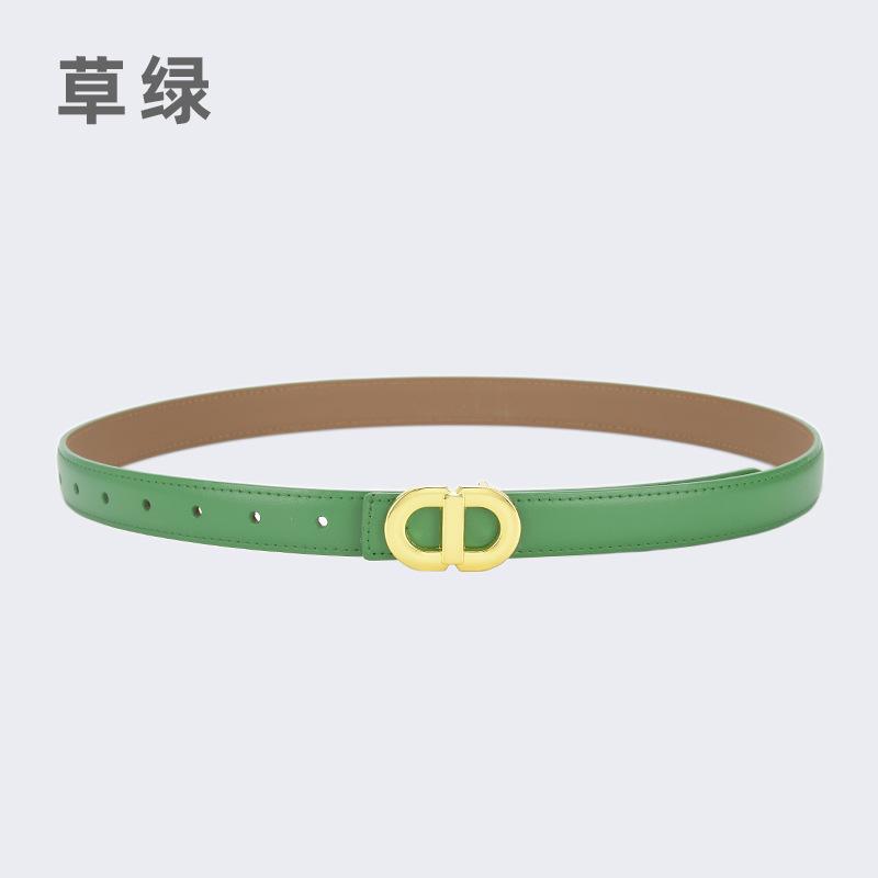 Ladies Belt Letter Alloy Buckle Simple Decorative Belt Leather Student Daily Casual Wear