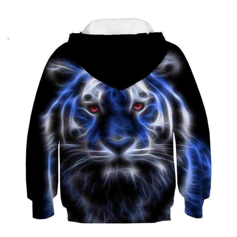 Autumn 3D Animal Tiger Pattern Printed Top Fashionable Casual Long Sleeved Children's Boy Hoodies