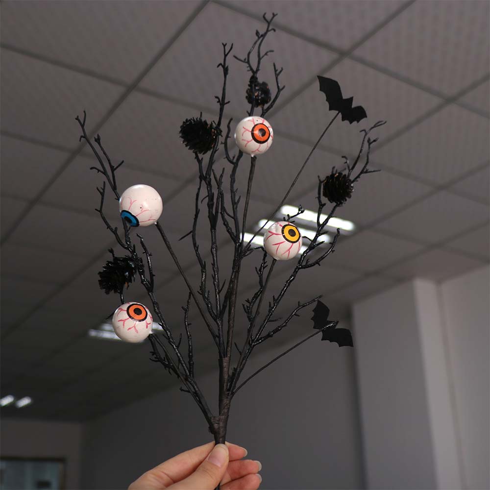 Black Halloween Maple Bat Bouquet Spooky Fake Plants Artificial Eyeball Twig Branch  Ghost Festival