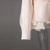Women's Spring Puff Sleeve Ruffle Dress with Pleated Ribbon Design