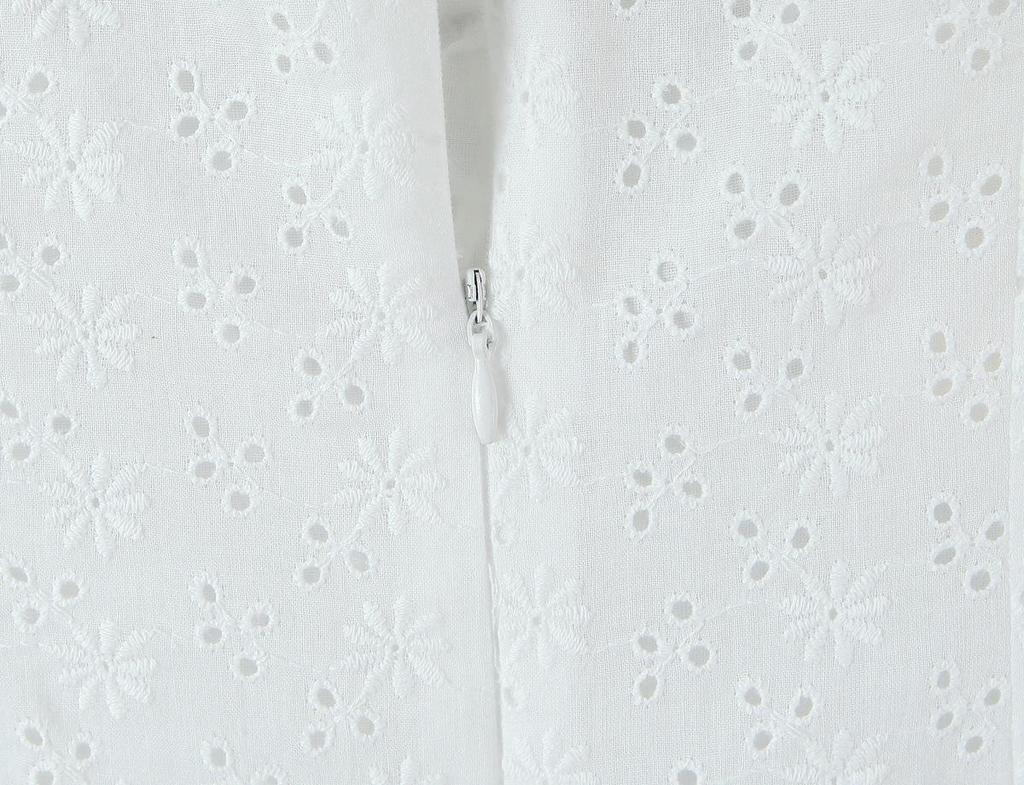 White One-Shoulder Lace Patchwork Slim Summer Dress with Cinched Waist and Short Sleeves