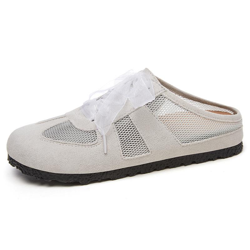 Baotou Half Slippers Women's Summer Mesh Breathable Casual Women's Shoes German Training Shoes One Pedal Fashionable Flat-bottomed Home Single Shoes