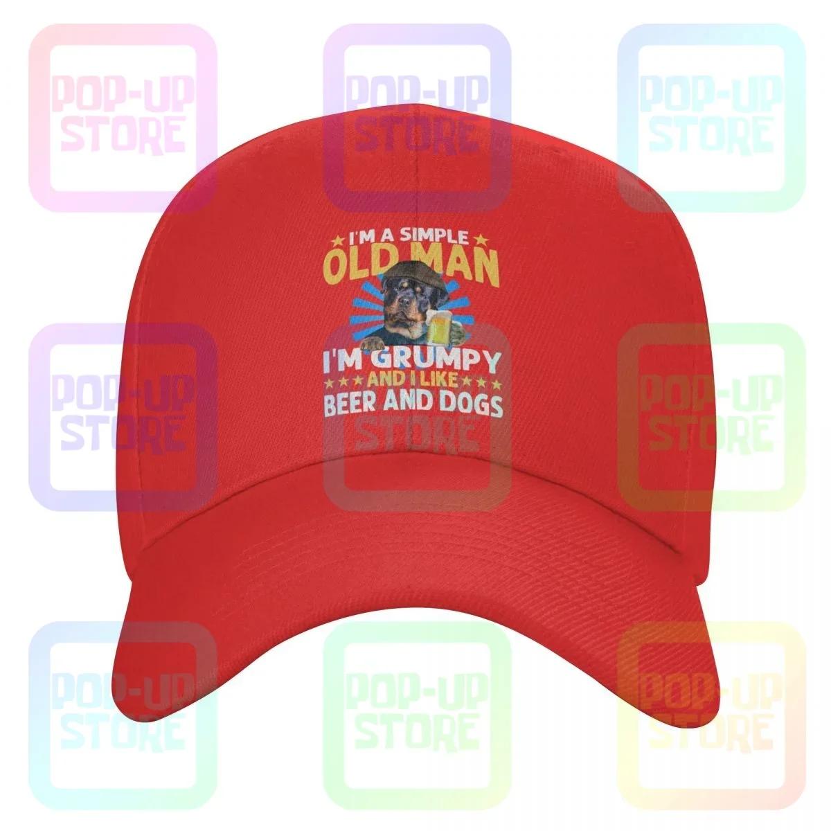 Rottweiler Im A Simple Old Unisex Im Grumpy And I Like Beer And Dogs Baseball Cap Truck Driver Caps Hat Classic Comfortable One Size