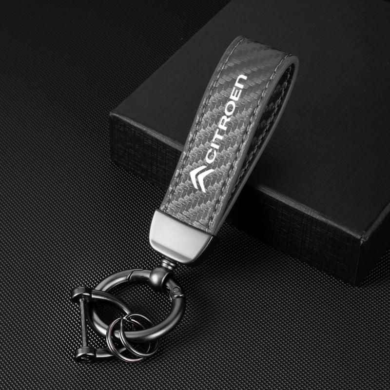 Carbon Leather Key Chain Ring Keyring For Citroen C1 C2 C3 Vts C4 Saxo C4L C5 C6 C8 Xsara Picasso Berlingo Cactus Aircross C3-XR