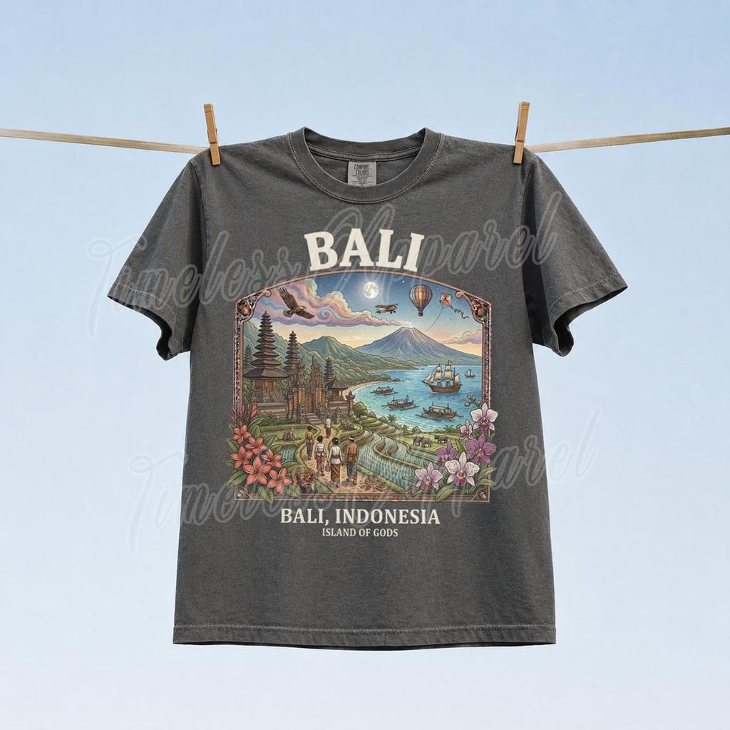 Bali Indonesia Island of Gods T-Shirt: Tropical Landscape Graphic Tee