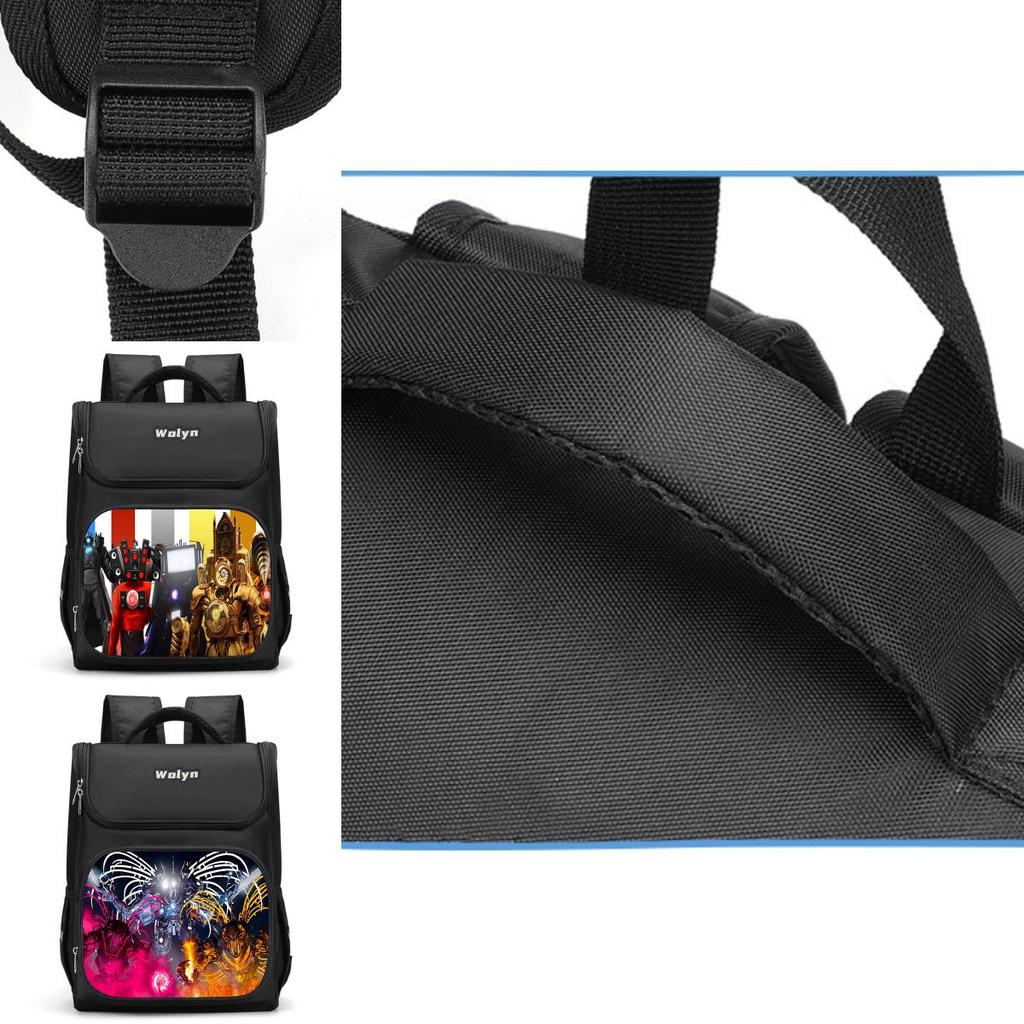 Trendy Nylon Student Backpack With Titan Monitoring Man Design For School Use