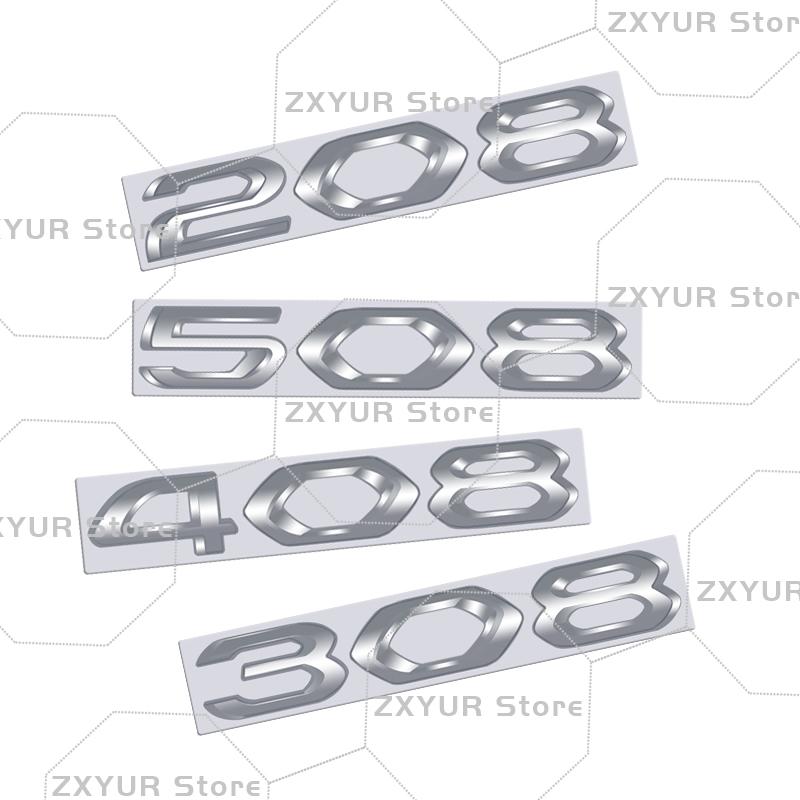 Metalowe Dla Peugeot 208 308 408 508 2008 3008 4008 5008 Chromowane Srebrne Emblemat Naklejka Samochodowa Litera Naklejka Nadwozie Tylna Część Bagażnika Dekoracja
