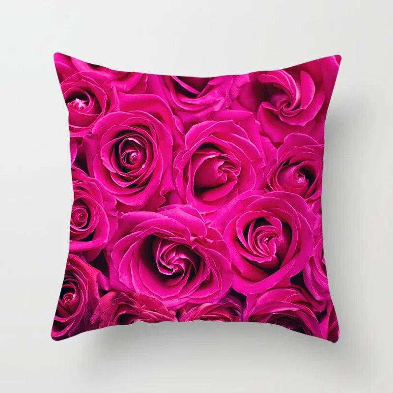 Cherry Blossom Rose Flower Throw Pillow Cover Sofa Decoration Bedside   Car Seat Cushion  Room Home