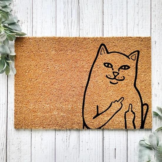 Covor de podea Pisica de desene animate Degetul mijlociu Dispise Go Away Covor de baie Absorbție de apă Home Decoearion Dormitor Covoraș de intrare