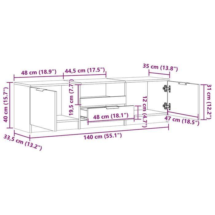 vidaXL Meuble TV chêne artisanal 150x33,5x45 cm bois d'ingénierie, banc TV, meuble hifi, centre de divertissement, buffet 856853