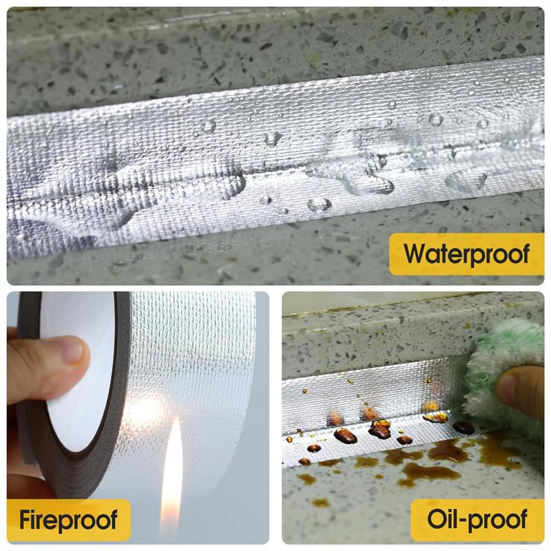 10 meter Glassfiber Aluminiumsfolie Tape HVAC Varmebestandig Tape Varmeskjold Termisk Barriere Selvklebende Varmereflekterende Tape