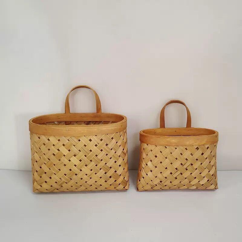 

Плетеные подвесные корзины ручной работы для хранения фруктов и овощей на кухне, цветочный горшок из натурального бамбука, украшение для стен дома