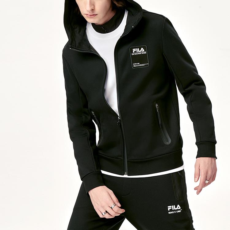 FILA Fitted Knit Hooded Jacket Men Jackets Black F11M149502FBK