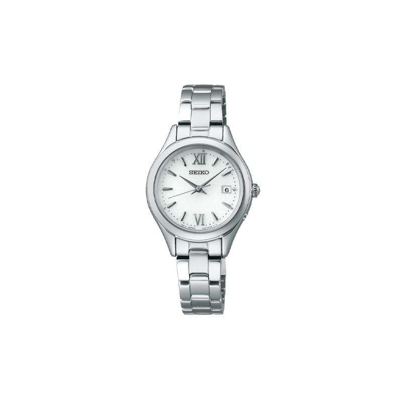 

SEIKO 100 meters waterproof solar movement Steel Strap 28.3mm women s watch white dial SWFH131