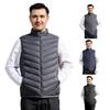 Men Cotton Vest Stand Collar Sleeveless Zipper Closure Thermal Jacket with Pockets Solid Color Winter Waistcoat