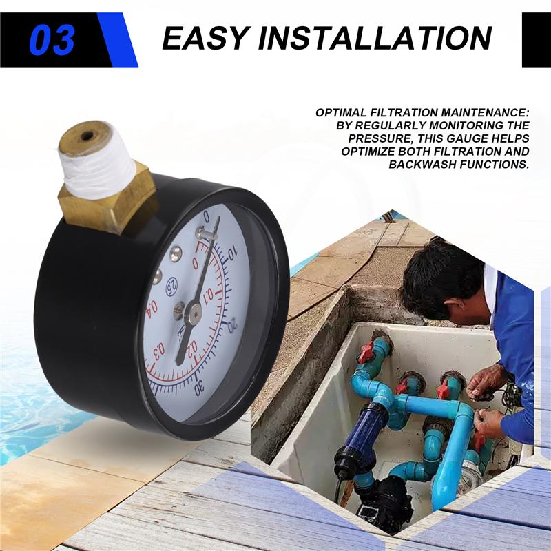 

AD23-2 шт. Манометр давления фильтра ECX270861 для песочного фильтра Hayward Pro Series, модель 1/4 дюйма NPT, манометр для бассейна