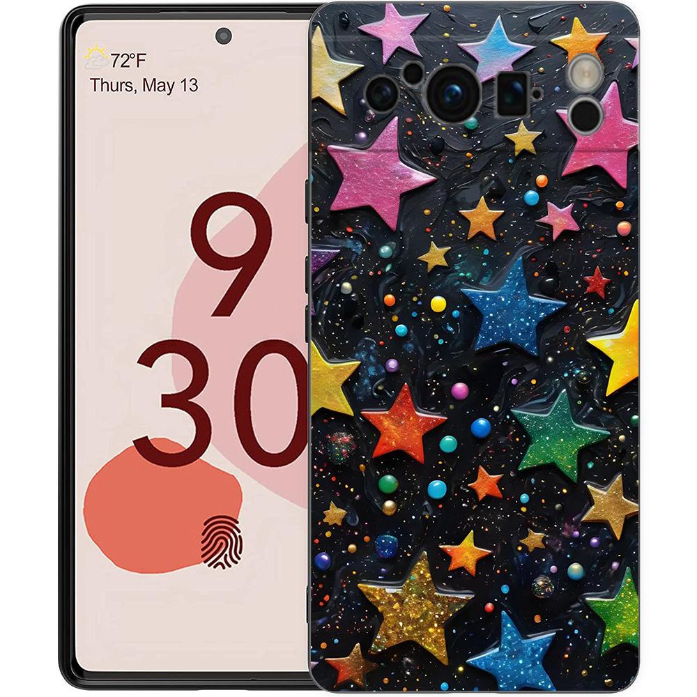 Fashion Colored Stars Phone Case Cover for Google Pixel 9 8 7 6 7A 6A Pro Shockproof Soft TPU 9 Pro XL Shell Capas Fundas Coque