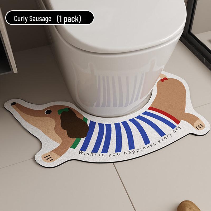 Dackel Cartoon U-förmige Rutschfeste Schnelltrocknende Badematte