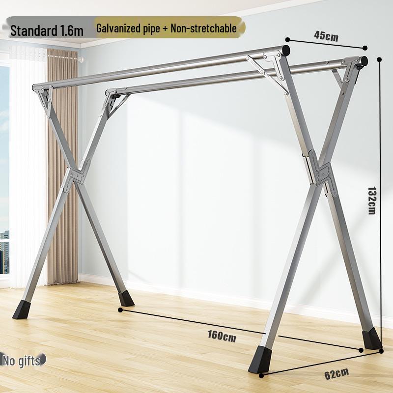201 Stainless Steel X-Type Telescopic Clothes Drying Rack, Indoor Floor-Standing Model for Household Use
